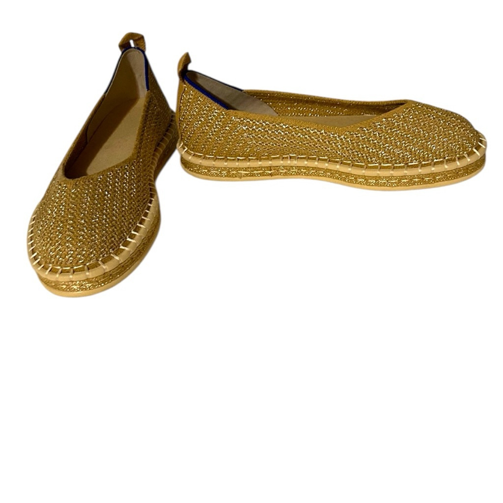 Rothy's The Espadrille Gold Stripe Flat Slip On Shoes - Picture 4 of 11